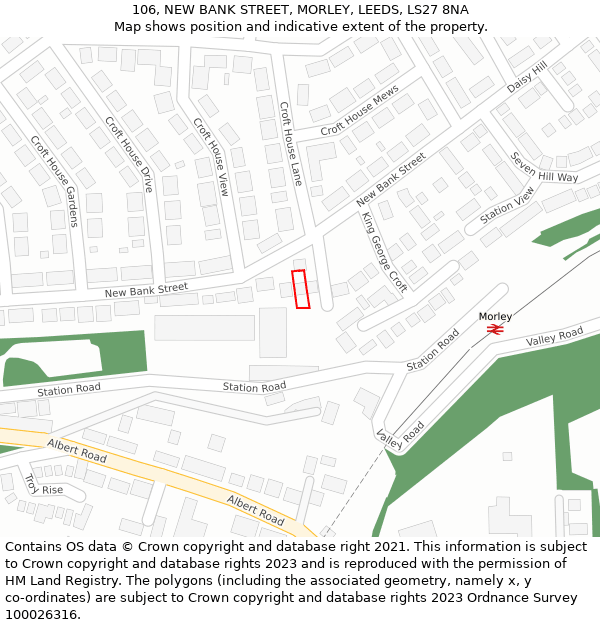 106, NEW BANK STREET, MORLEY, LEEDS, LS27 8NA: Location map and indicative extent of plot