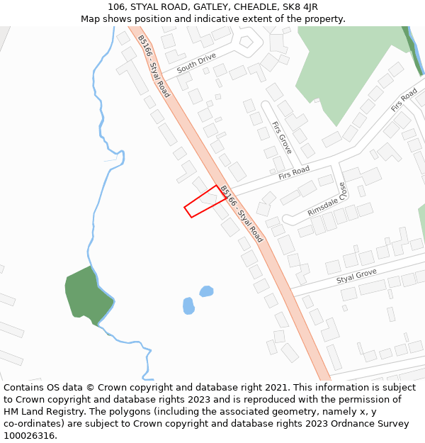 106, STYAL ROAD, GATLEY, CHEADLE, SK8 4JR: Location map and indicative extent of plot