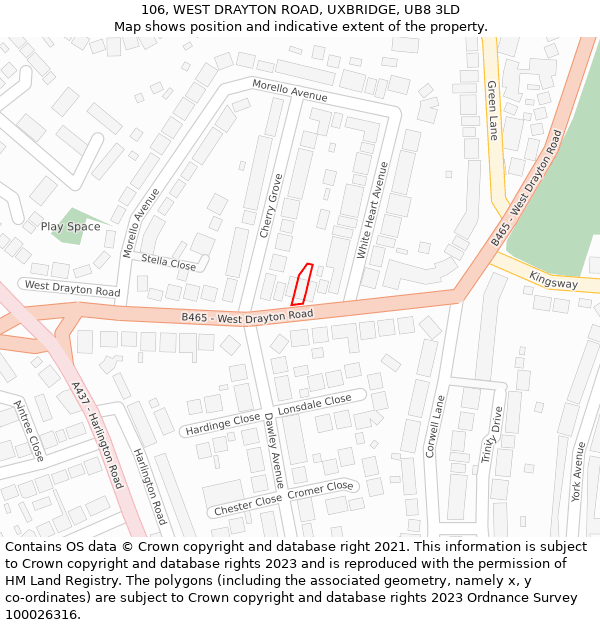 106, WEST DRAYTON ROAD, UXBRIDGE, UB8 3LD: Location map and indicative extent of plot