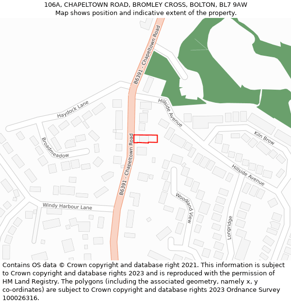 106A, CHAPELTOWN ROAD, BROMLEY CROSS, BOLTON, BL7 9AW: Location map and indicative extent of plot
