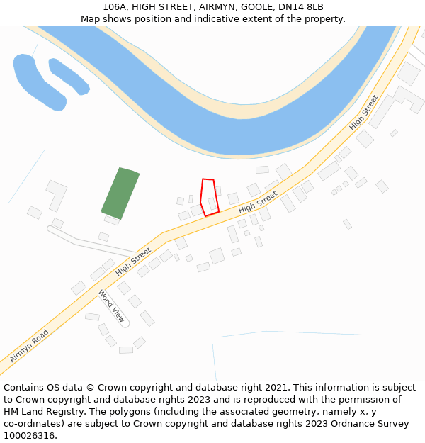 106A, HIGH STREET, AIRMYN, GOOLE, DN14 8LB: Location map and indicative extent of plot