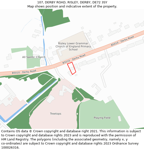 107, DERBY ROAD, RISLEY, DERBY, DE72 3SY: Location map and indicative extent of plot