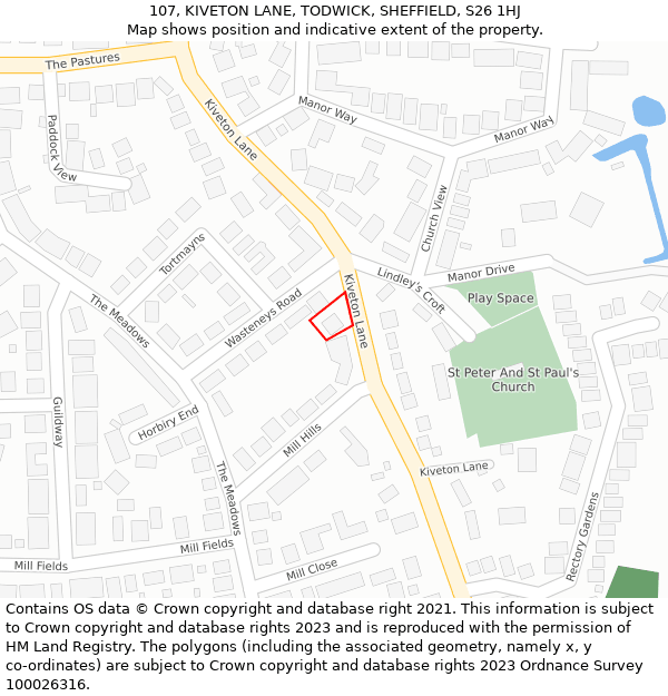 107, KIVETON LANE, TODWICK, SHEFFIELD, S26 1HJ: Location map and indicative extent of plot