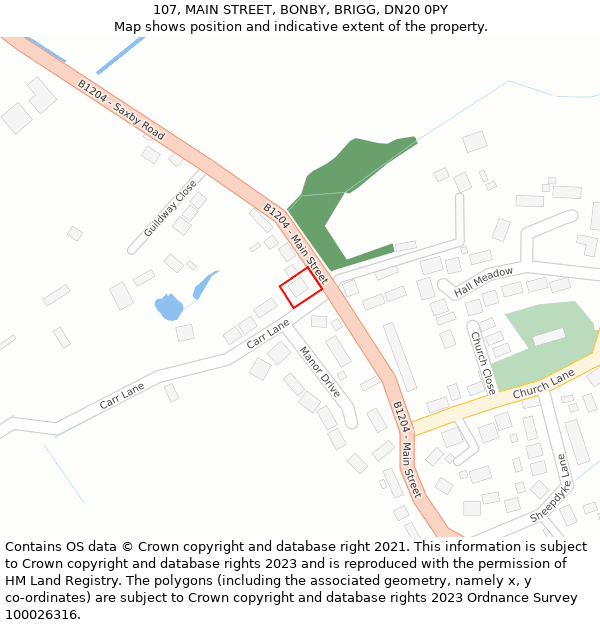 107, MAIN STREET, BONBY, BRIGG, DN20 0PY: Location map and indicative extent of plot