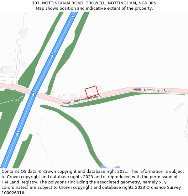107, NOTTINGHAM ROAD, TROWELL, NOTTINGHAM, NG9 3PN: Location map and indicative extent of plot