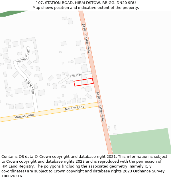 107, STATION ROAD, HIBALDSTOW, BRIGG, DN20 9DU: Location map and indicative extent of plot