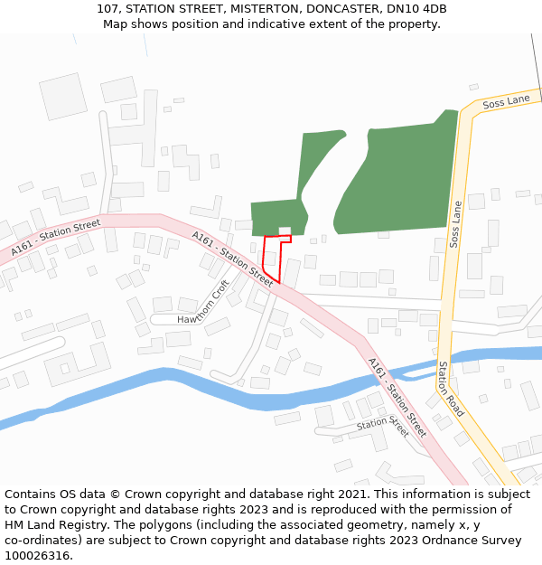 107, STATION STREET, MISTERTON, DONCASTER, DN10 4DB: Location map and indicative extent of plot