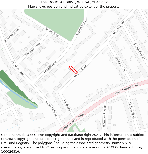 108, DOUGLAS DRIVE, WIRRAL, CH46 6BY: Location map and indicative extent of plot