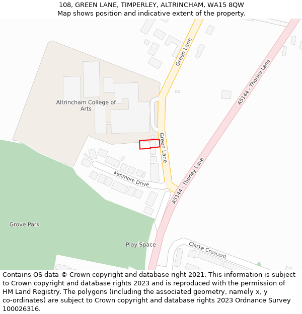 108, GREEN LANE, TIMPERLEY, ALTRINCHAM, WA15 8QW: Location map and indicative extent of plot
