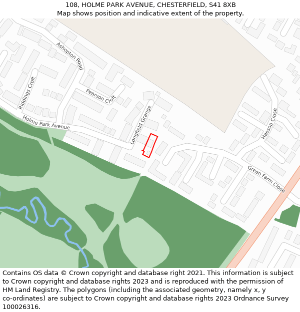 108, HOLME PARK AVENUE, CHESTERFIELD, S41 8XB: Location map and indicative extent of plot