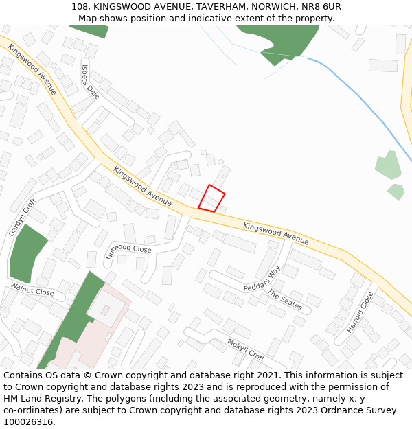 108, KINGSWOOD AVENUE, TAVERHAM, NORWICH, NR8 6UR: Location map and indicative extent of plot