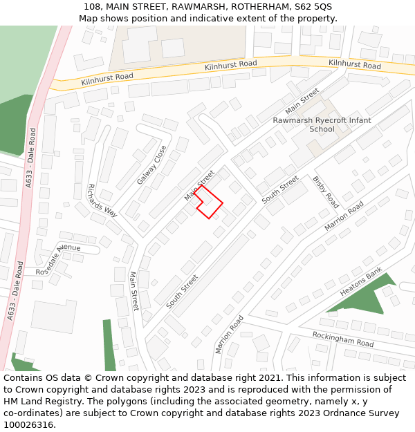 108, MAIN STREET, RAWMARSH, ROTHERHAM, S62 5QS: Location map and indicative extent of plot