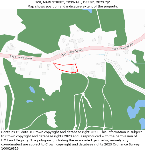 108, MAIN STREET, TICKNALL, DERBY, DE73 7JZ: Location map and indicative extent of plot
