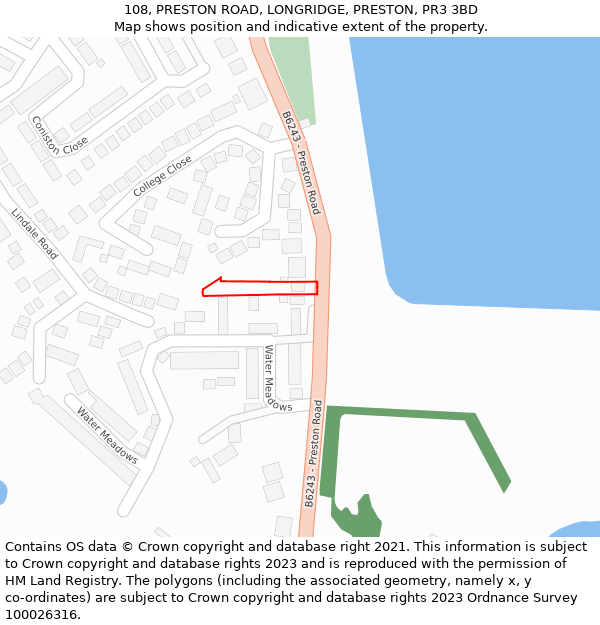 108, PRESTON ROAD, LONGRIDGE, PRESTON, PR3 3BD: Location map and indicative extent of plot