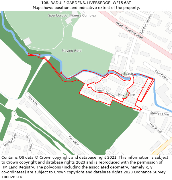 108, RADULF GARDENS, LIVERSEDGE, WF15 6AT: Location map and indicative extent of plot