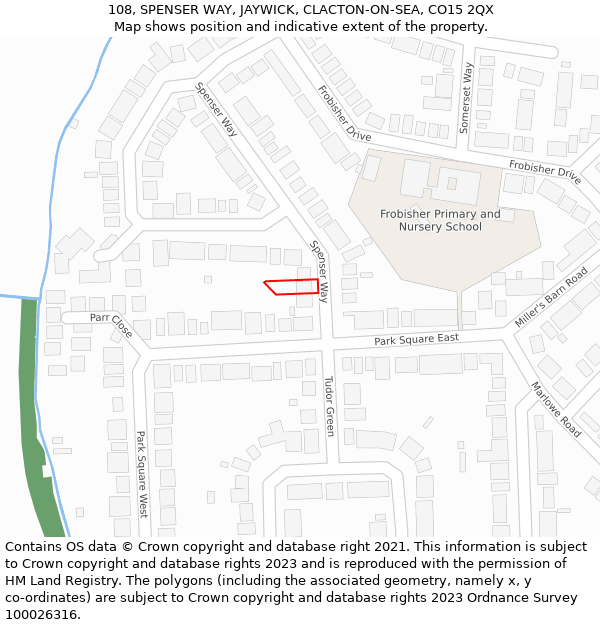 108, SPENSER WAY, JAYWICK, CLACTON-ON-SEA, CO15 2QX: Location map and indicative extent of plot