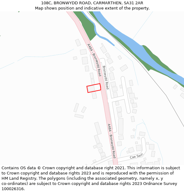 108C, BRONWYDD ROAD, CARMARTHEN, SA31 2AR: Location map and indicative extent of plot