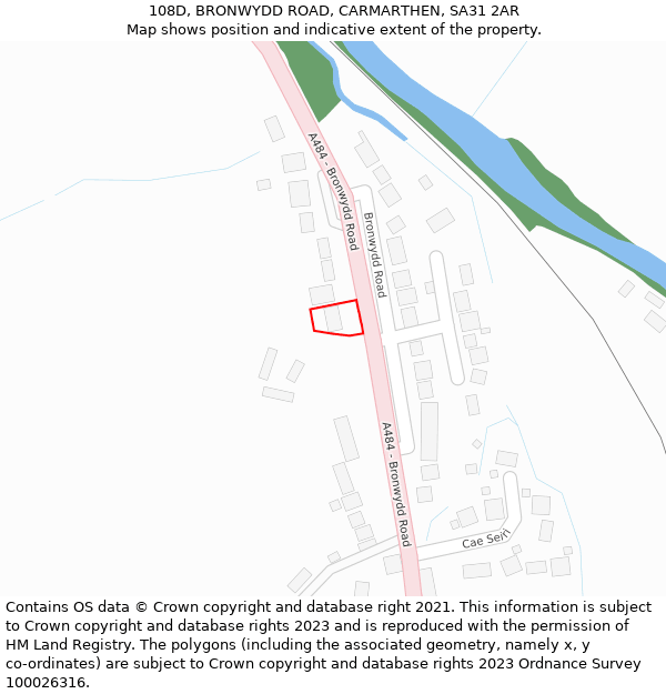 108D, BRONWYDD ROAD, CARMARTHEN, SA31 2AR: Location map and indicative extent of plot