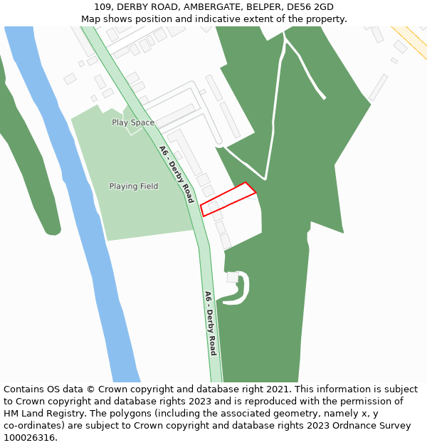 109, DERBY ROAD, AMBERGATE, BELPER, DE56 2GD: Location map and indicative extent of plot