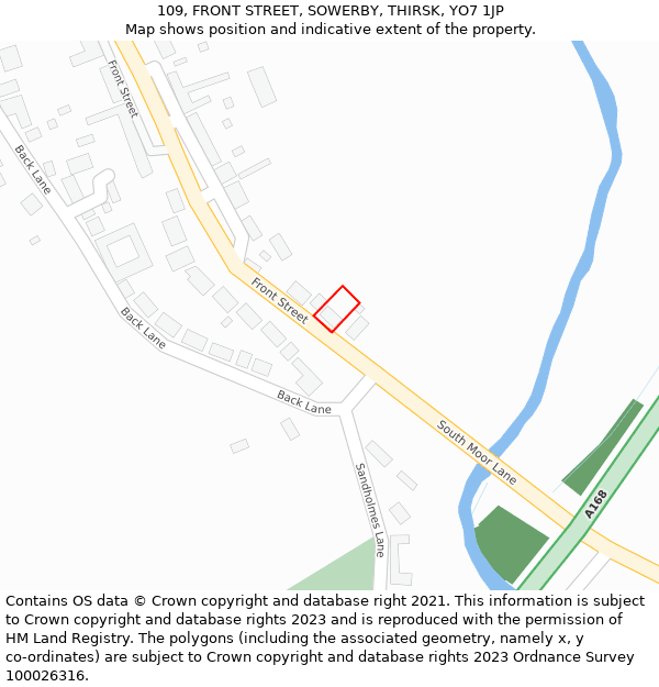 109, FRONT STREET, SOWERBY, THIRSK, YO7 1JP: Location map and indicative extent of plot