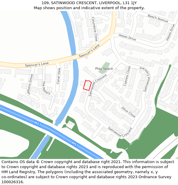 109, SATINWOOD CRESCENT, LIVERPOOL, L31 1JY: Location map and indicative extent of plot