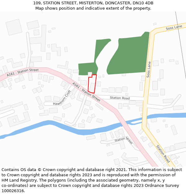 109, STATION STREET, MISTERTON, DONCASTER, DN10 4DB: Location map and indicative extent of plot
