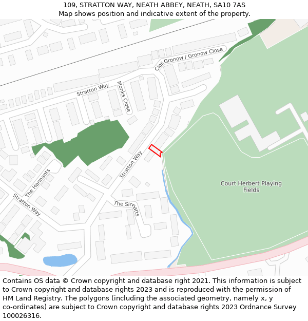 109, STRATTON WAY, NEATH ABBEY, NEATH, SA10 7AS: Location map and indicative extent of plot