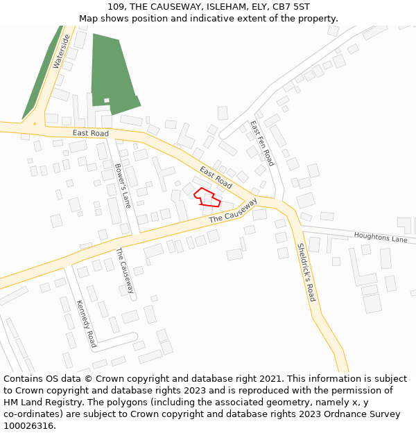 109, THE CAUSEWAY, ISLEHAM, ELY, CB7 5ST: Location map and indicative extent of plot