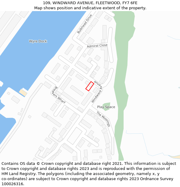 109, WINDWARD AVENUE, FLEETWOOD, FY7 6FE: Location map and indicative extent of plot