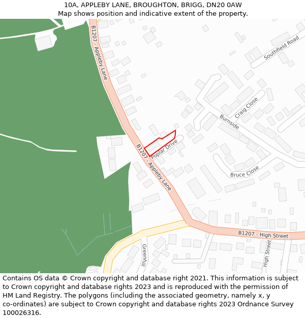 10A, APPLEBY LANE, BROUGHTON, BRIGG, DN20 0AW: Location map and indicative extent of plot