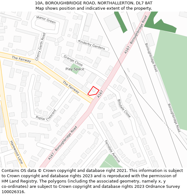 10A, BOROUGHBRIDGE ROAD, NORTHALLERTON, DL7 8AT: Location map and indicative extent of plot