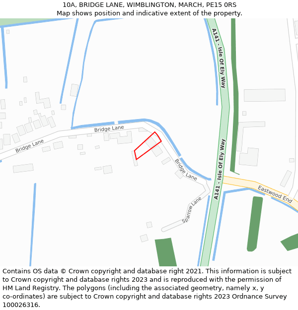 10A, BRIDGE LANE, WIMBLINGTON, MARCH, PE15 0RS: Location map and indicative extent of plot