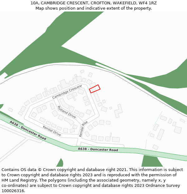 10A, CAMBRIDGE CRESCENT, CROFTON, WAKEFIELD, WF4 1RZ: Location map and indicative extent of plot