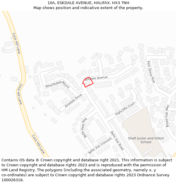 10A, ESKDALE AVENUE, HALIFAX, HX3 7NH: Location map and indicative extent of plot