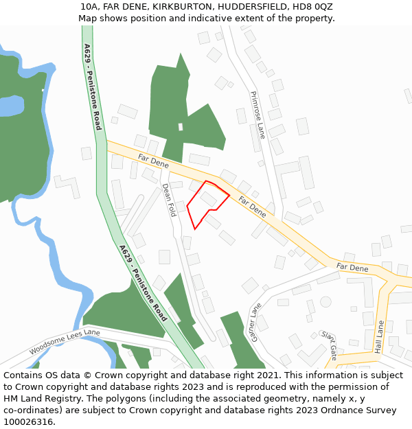 10A, FAR DENE, KIRKBURTON, HUDDERSFIELD, HD8 0QZ: Location map and indicative extent of plot