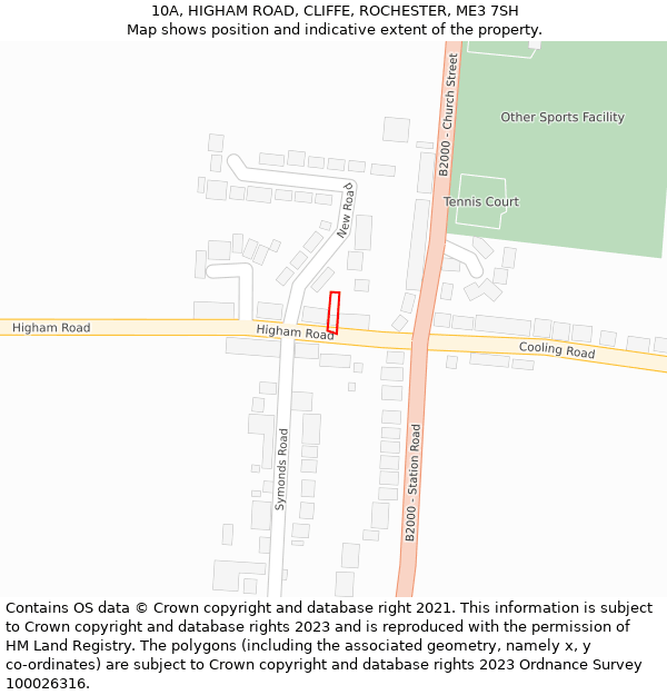 10A, HIGHAM ROAD, CLIFFE, ROCHESTER, ME3 7SH: Location map and indicative extent of plot