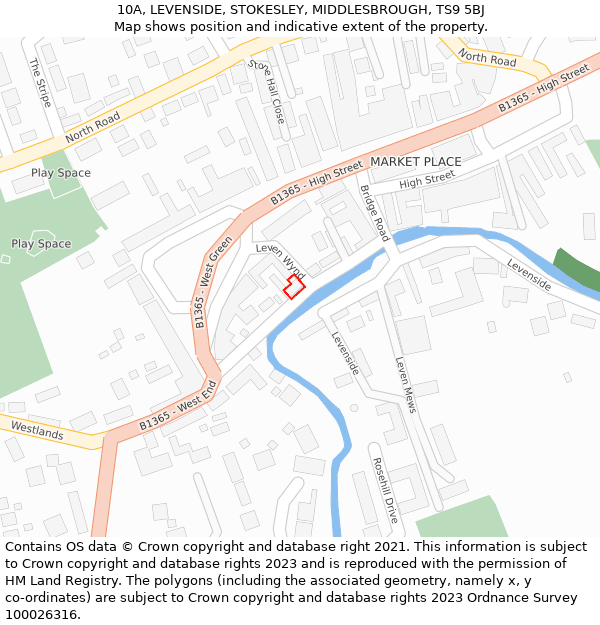 10A, LEVENSIDE, STOKESLEY, MIDDLESBROUGH, TS9 5BJ: Location map and indicative extent of plot