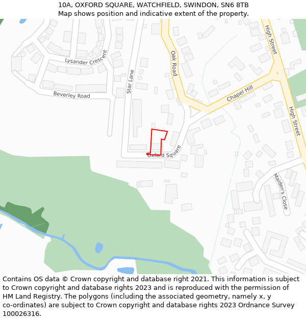 10A, OXFORD SQUARE, WATCHFIELD, SWINDON, SN6 8TB: Location map and indicative extent of plot