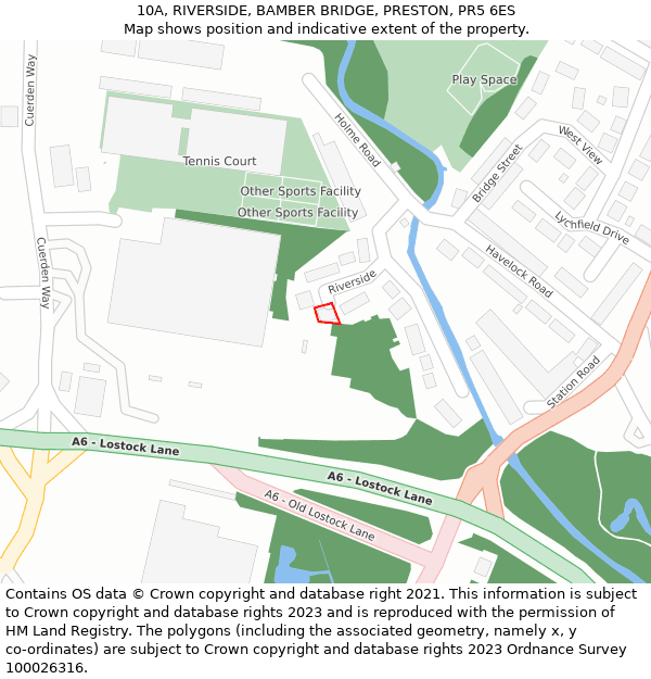 10A, RIVERSIDE, BAMBER BRIDGE, PRESTON, PR5 6ES: Location map and indicative extent of plot