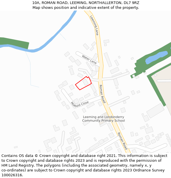 10A, ROMAN ROAD, LEEMING, NORTHALLERTON, DL7 9RZ: Location map and indicative extent of plot