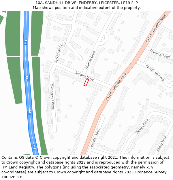 10A, SANDHILL DRIVE, ENDERBY, LEICESTER, LE19 2LP: Location map and indicative extent of plot