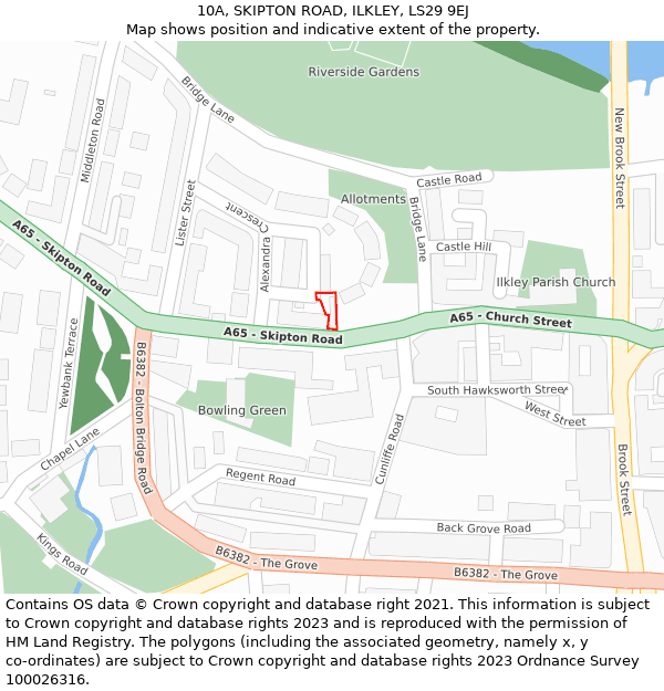 10A, SKIPTON ROAD, ILKLEY, LS29 9EJ: Location map and indicative extent of plot