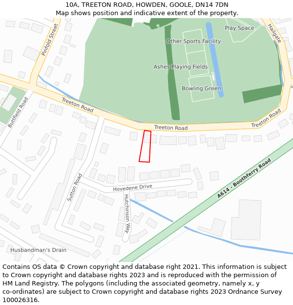 10A, TREETON ROAD, HOWDEN, GOOLE, DN14 7DN: Location map and indicative extent of plot