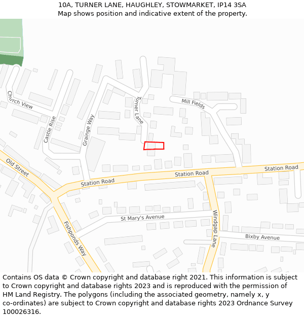 10A, TURNER LANE, HAUGHLEY, STOWMARKET, IP14 3SA: Location map and indicative extent of plot