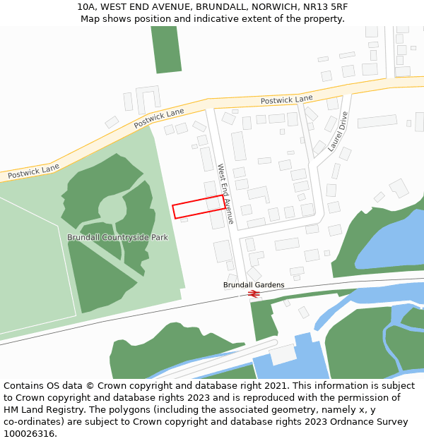 10A, WEST END AVENUE, BRUNDALL, NORWICH, NR13 5RF: Location map and indicative extent of plot