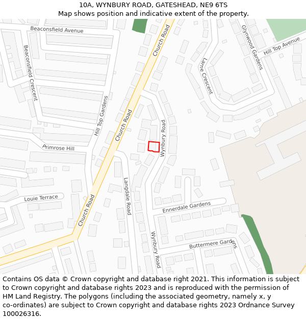 10A, WYNBURY ROAD, GATESHEAD, NE9 6TS: Location map and indicative extent of plot