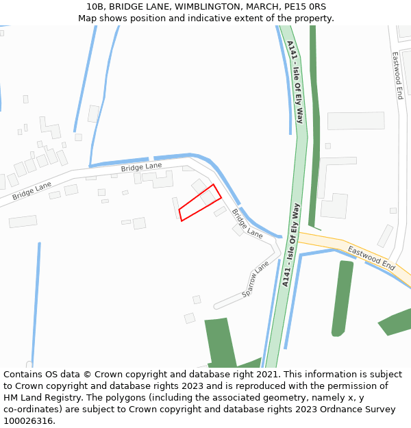 10B, BRIDGE LANE, WIMBLINGTON, MARCH, PE15 0RS: Location map and indicative extent of plot