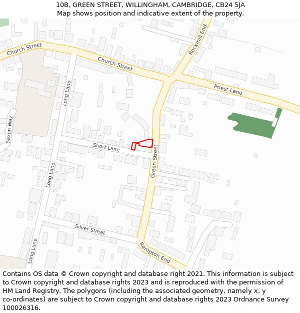 10B, GREEN STREET, WILLINGHAM, CAMBRIDGE, CB24 5JA: Location map and indicative extent of plot