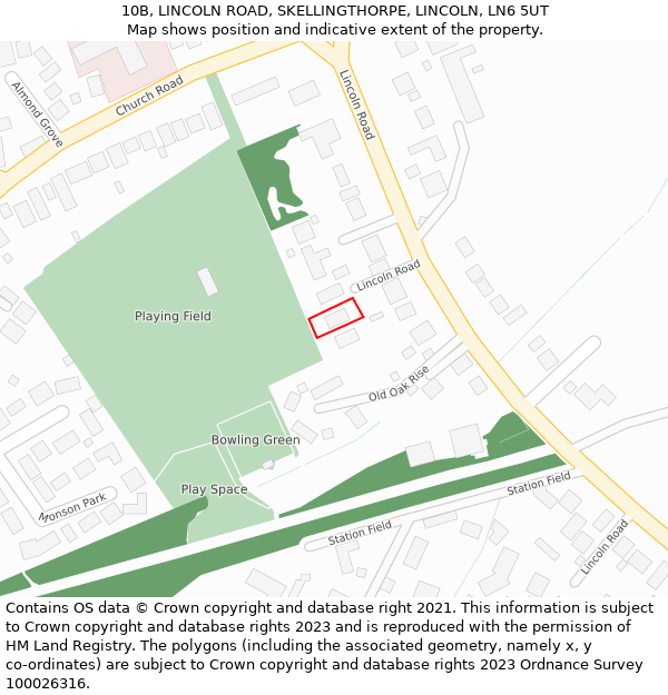 10B, LINCOLN ROAD, SKELLINGTHORPE, LINCOLN, LN6 5UT: Location map and indicative extent of plot