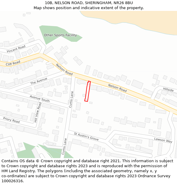 10B, NELSON ROAD, SHERINGHAM, NR26 8BU: Location map and indicative extent of plot